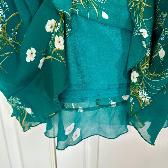 Rihoas Green Floral Dress Women's Medium Open Back Square Neck - Picture 10 of 11
